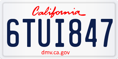 CA license plate 6TUI847