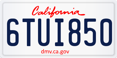 CA license plate 6TUI850