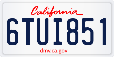 CA license plate 6TUI851