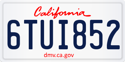 CA license plate 6TUI852
