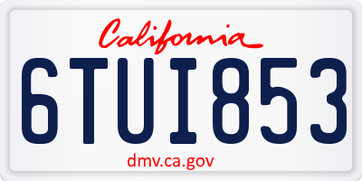 CA license plate 6TUI853