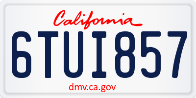 CA license plate 6TUI857
