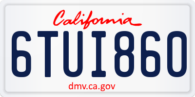 CA license plate 6TUI860
