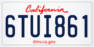 CA license plate 6TUI861
