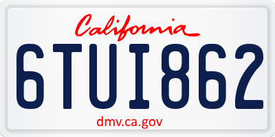 CA license plate 6TUI862