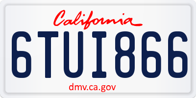 CA license plate 6TUI866