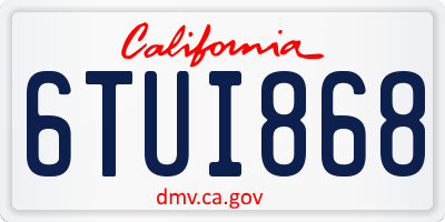 CA license plate 6TUI868