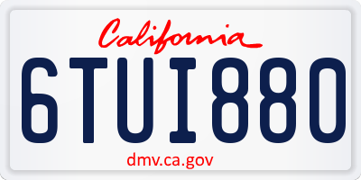 CA license plate 6TUI880