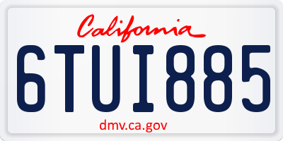 CA license plate 6TUI885
