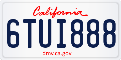 CA license plate 6TUI888