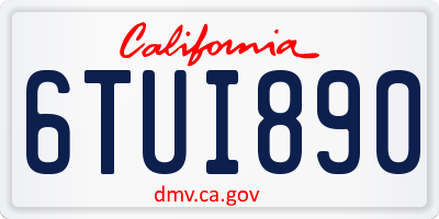 CA license plate 6TUI890