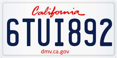 CA license plate 6TUI892