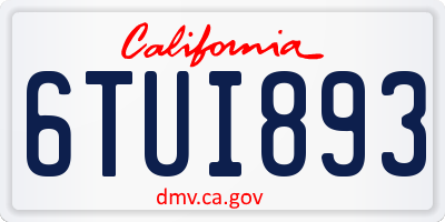 CA license plate 6TUI893