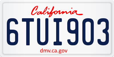 CA license plate 6TUI903