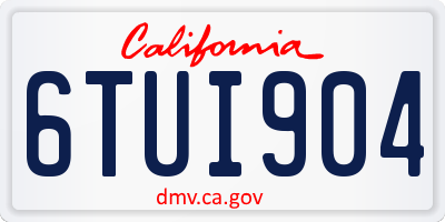 CA license plate 6TUI904