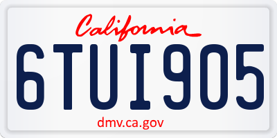 CA license plate 6TUI905
