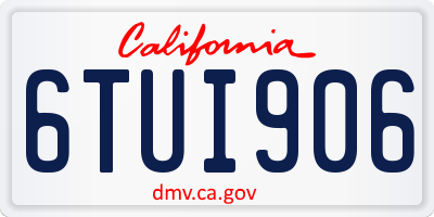 CA license plate 6TUI906
