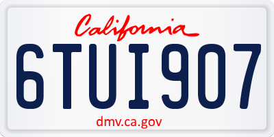 CA license plate 6TUI907