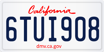 CA license plate 6TUI908