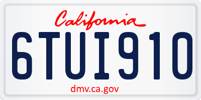 CA license plate 6TUI910