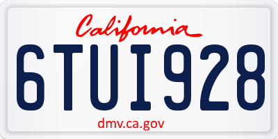 CA license plate 6TUI928