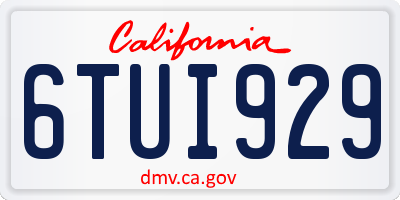 CA license plate 6TUI929
