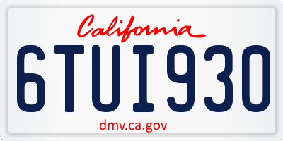 CA license plate 6TUI930
