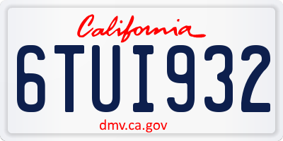 CA license plate 6TUI932