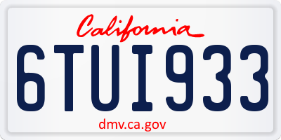 CA license plate 6TUI933