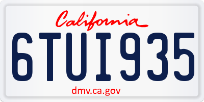 CA license plate 6TUI935