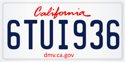 CA license plate 6TUI936