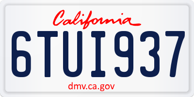 CA license plate 6TUI937