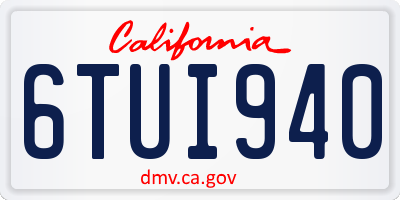 CA license plate 6TUI940