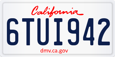 CA license plate 6TUI942