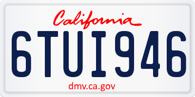 CA license plate 6TUI946