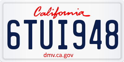 CA license plate 6TUI948