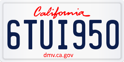 CA license plate 6TUI950