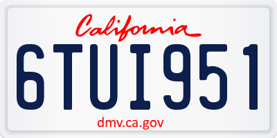 CA license plate 6TUI951