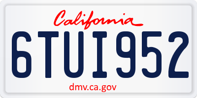 CA license plate 6TUI952
