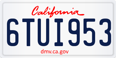 CA license plate 6TUI953