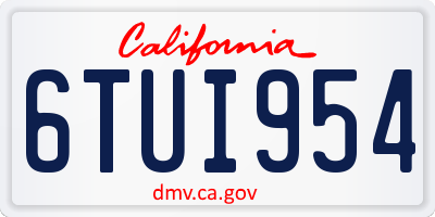 CA license plate 6TUI954
