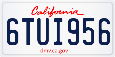 CA license plate 6TUI956