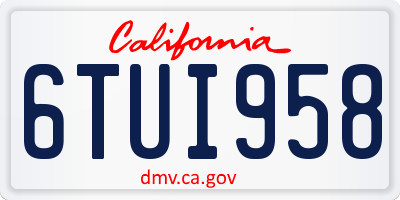 CA license plate 6TUI958