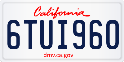 CA license plate 6TUI960