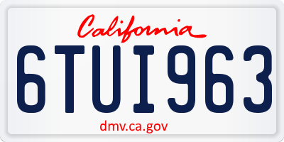 CA license plate 6TUI963
