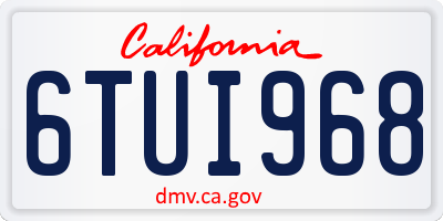 CA license plate 6TUI968