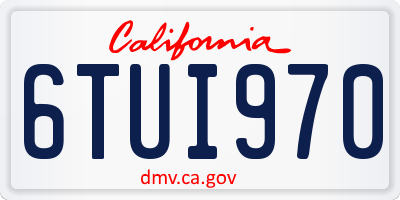 CA license plate 6TUI970
