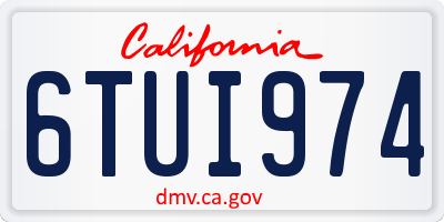 CA license plate 6TUI974