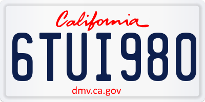 CA license plate 6TUI980