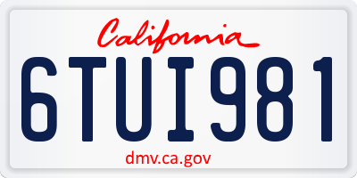 CA license plate 6TUI981